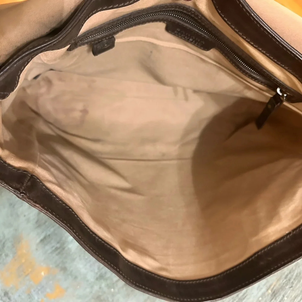 Banana Republic Ameribag Brown Leather Messenger Laptop Briefcase Bag 17 x 13